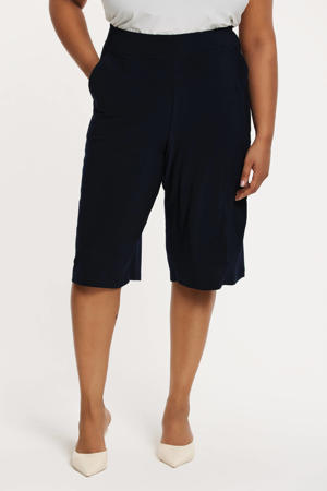 wide leg high waist bermuda short donkerblauw