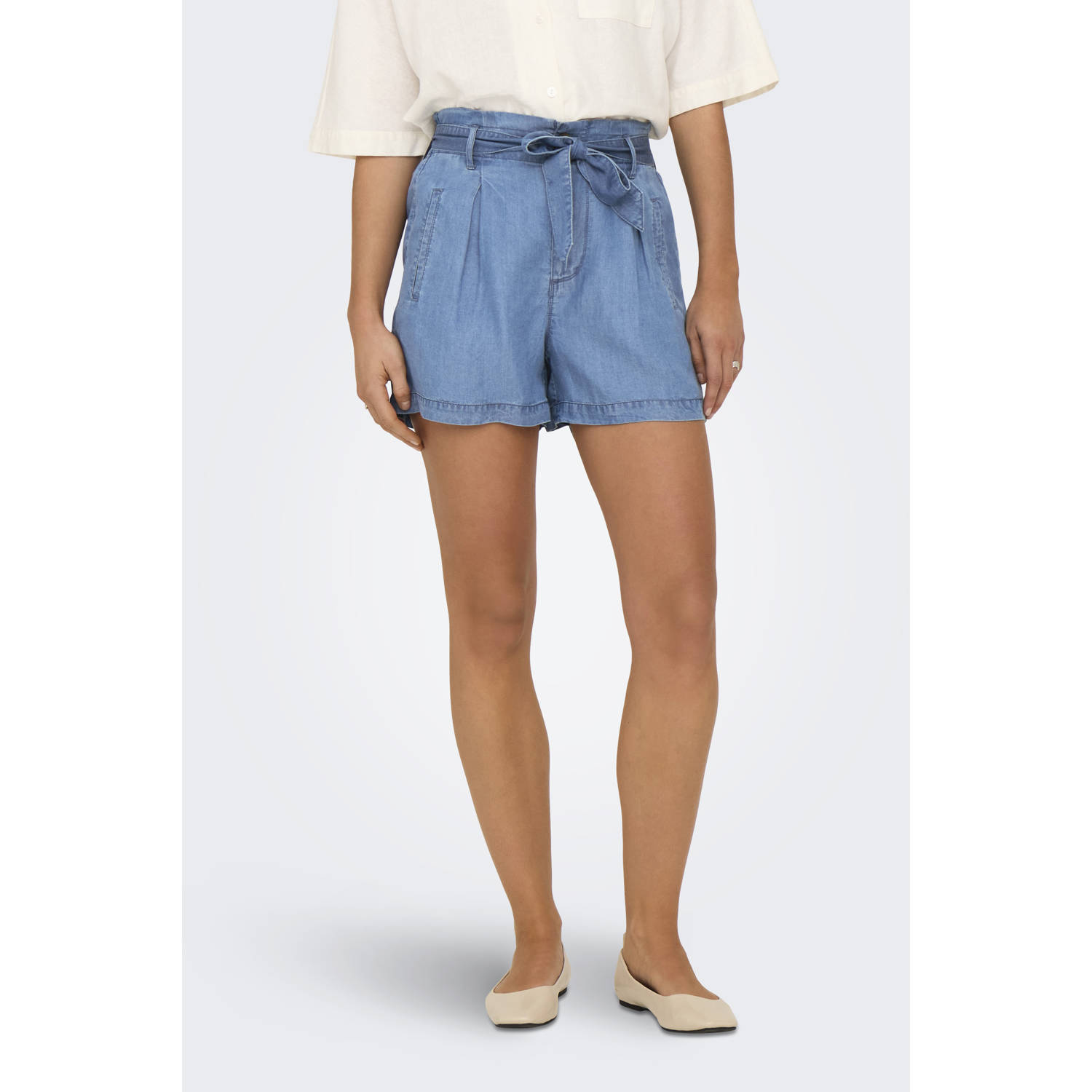 ONLY denim regular high waist denim short medium blue denim