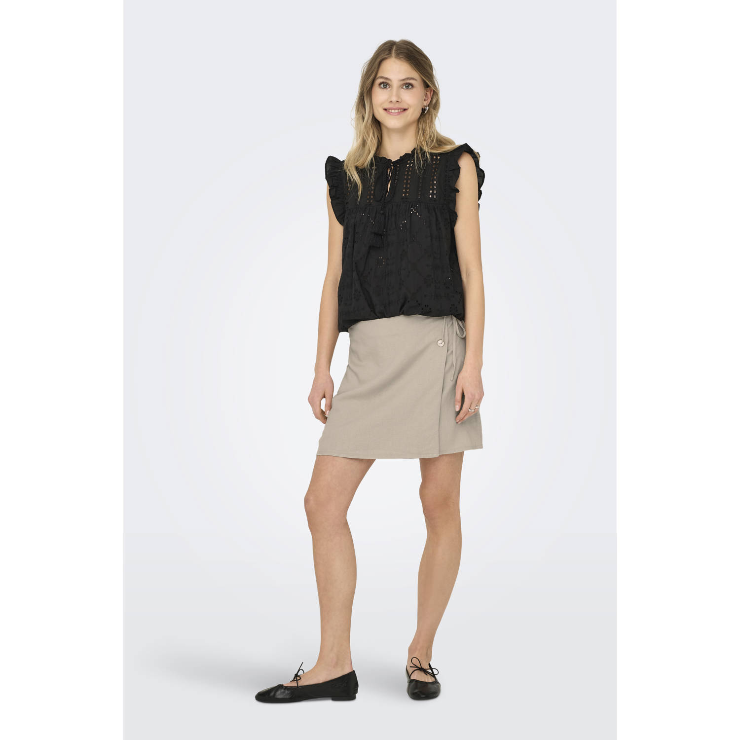 ONLY linnen korte rok beige