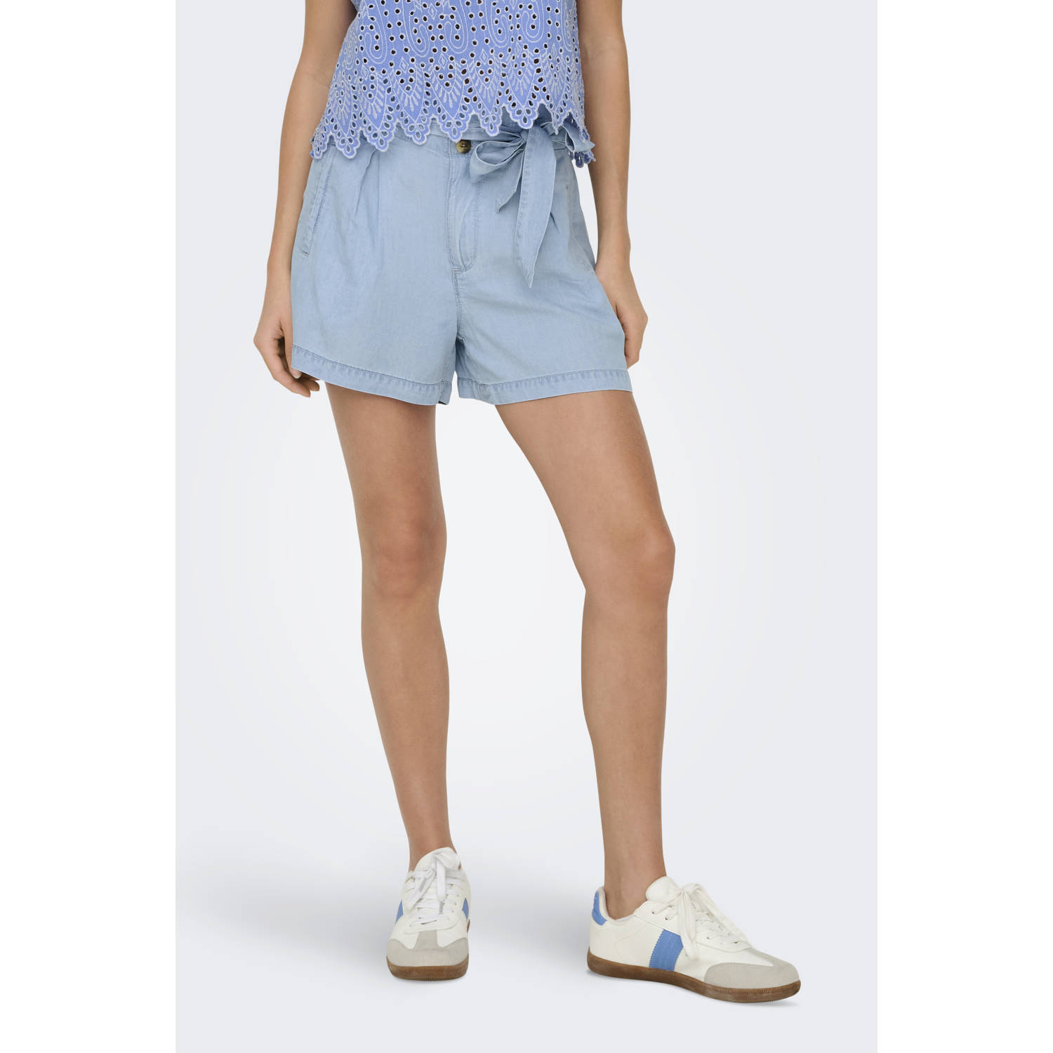 ONLY denim regular high waist denim short light blue denim