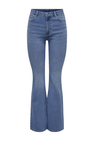 high waist flared jeans medium blue denim