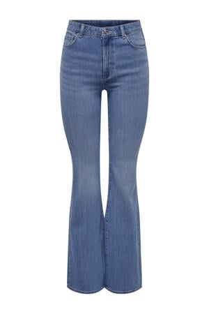 high waist flared jeans medium blue denim