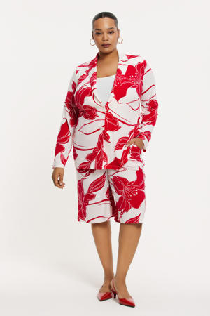 wide leg high waist bermuda short rood