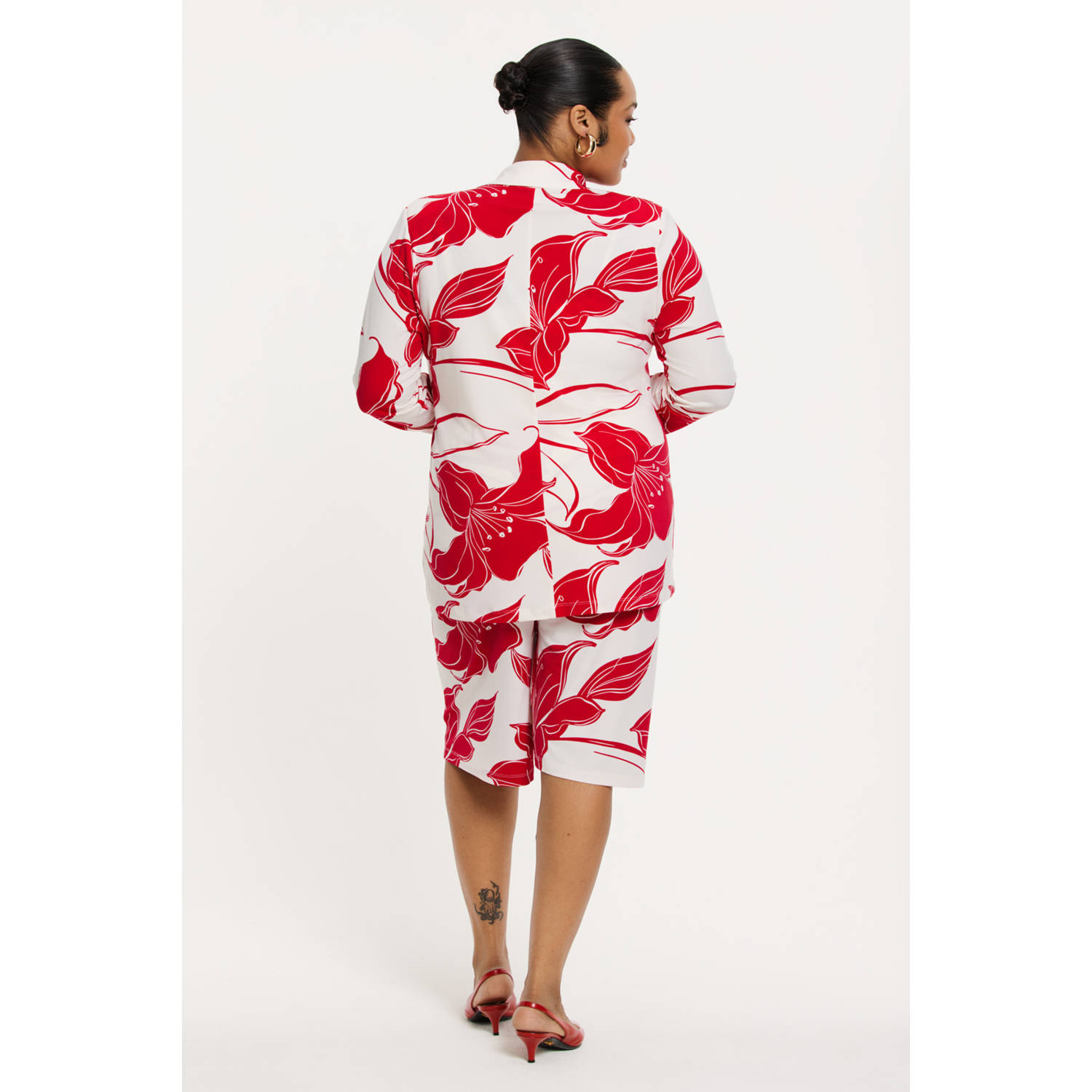 YOEK wide leg high waist bermuda short rood