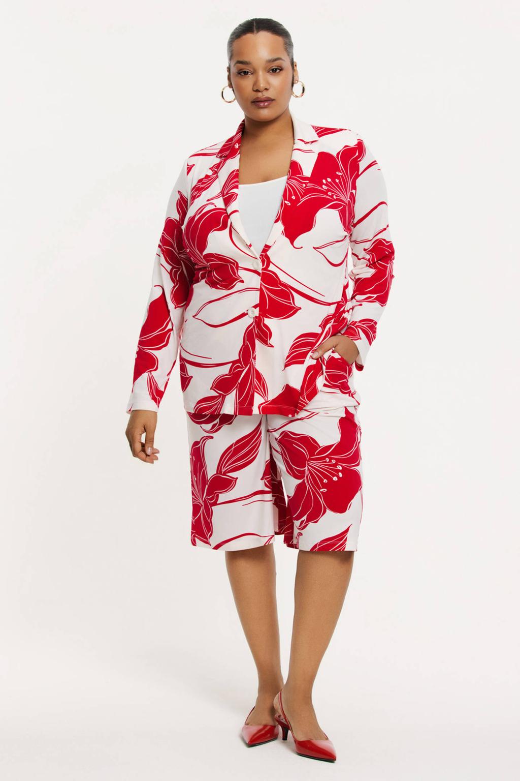 YOEK wide leg high waist bermuda short rood
