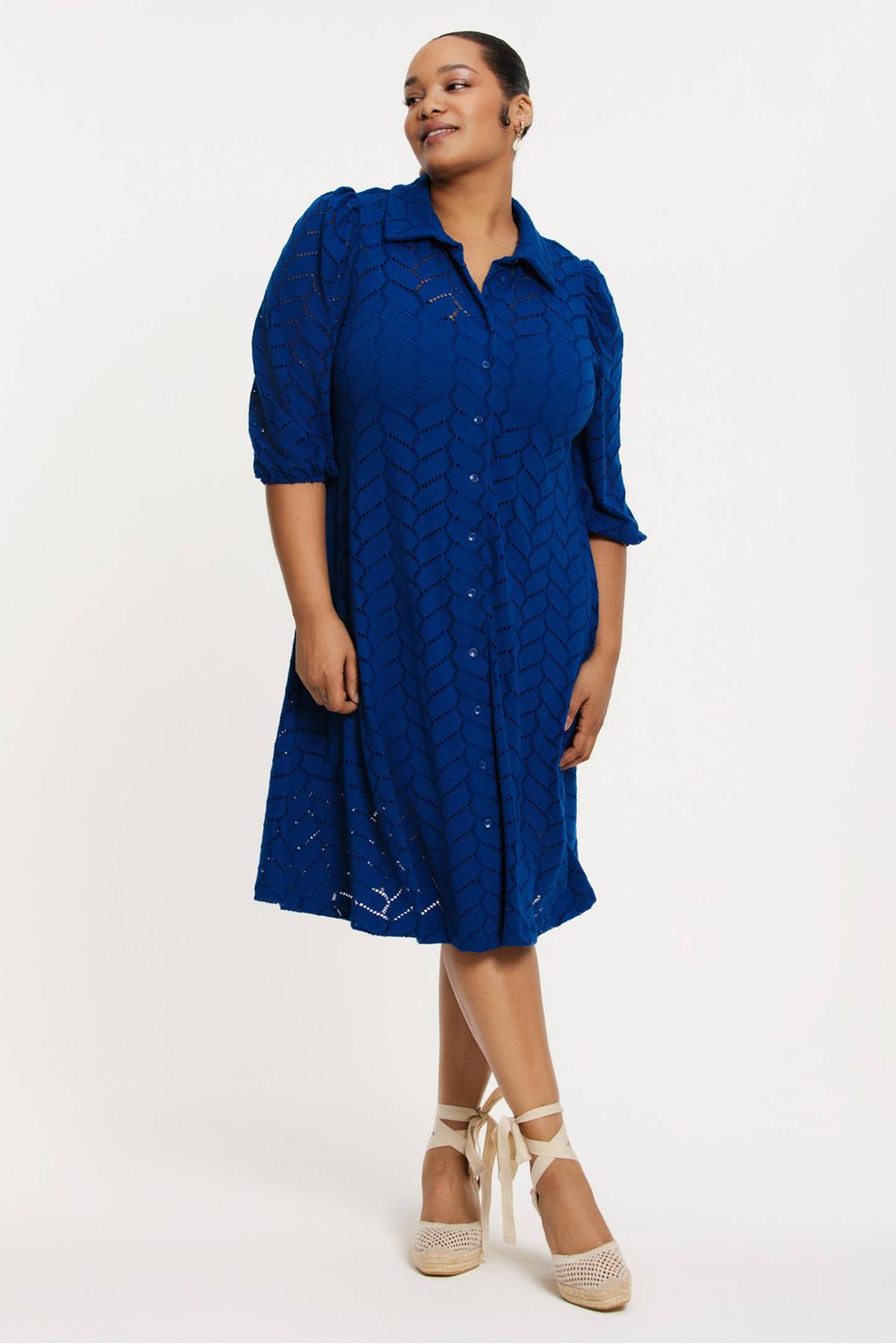 YOEK blousejurk fijn gebreid blauw