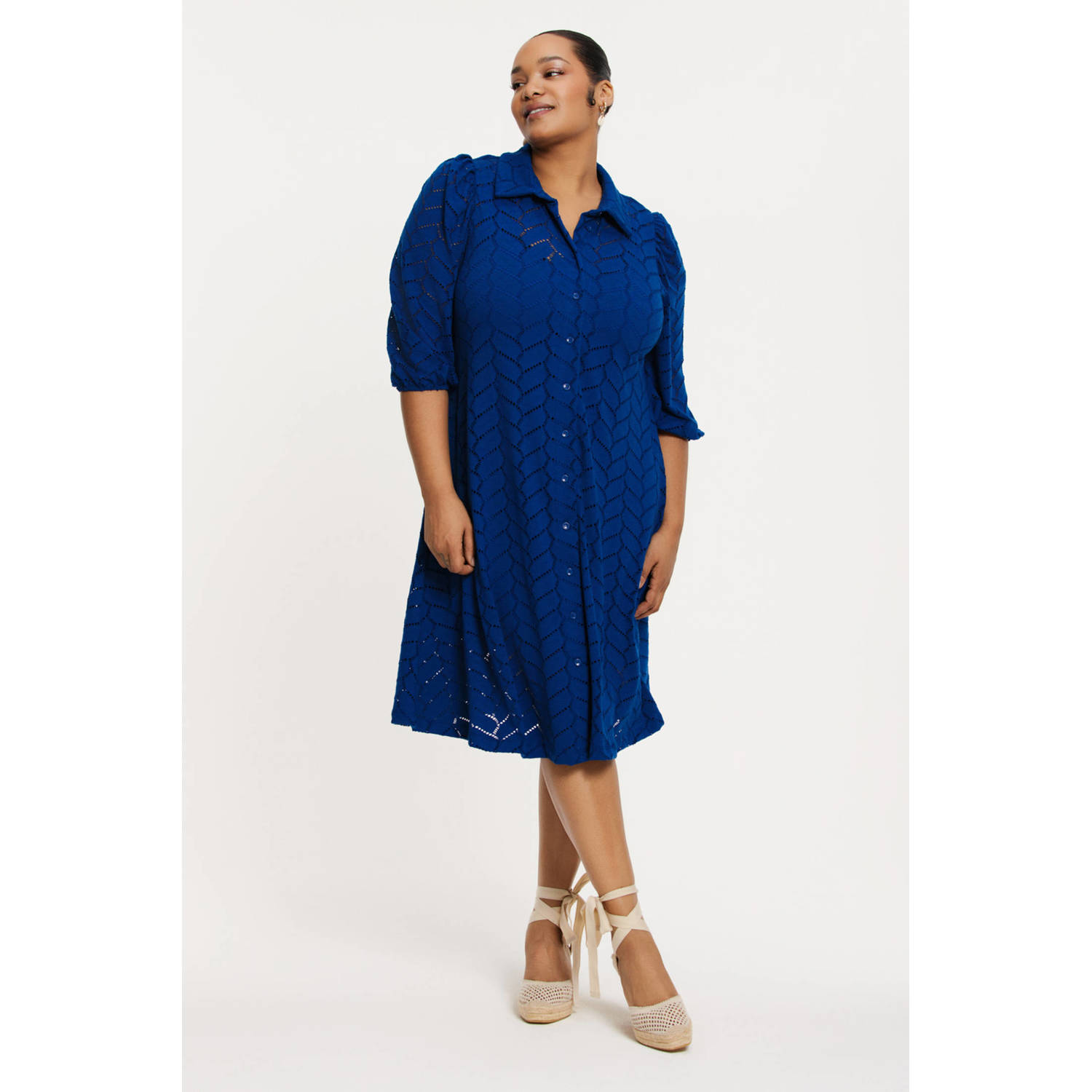 YOEK blousejurk fijn gebreid blauw