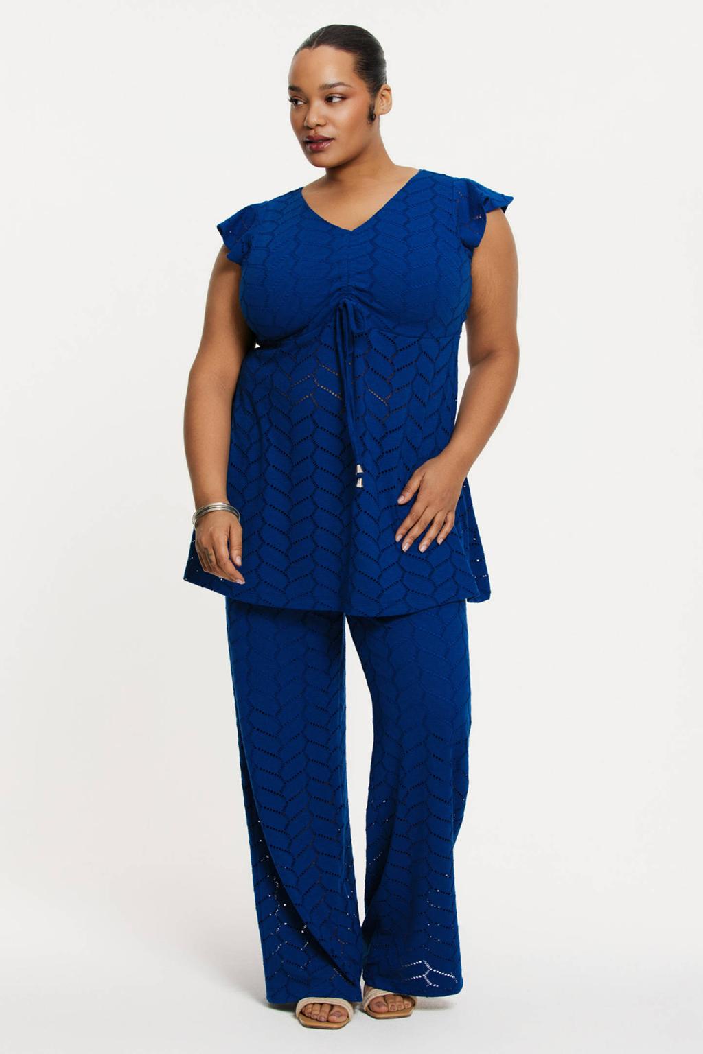 YOEK tuniek blauw fijn gebreid