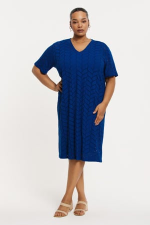 midi jurk fijn gebreid blauw