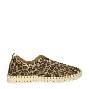 slip-on met panterprint beige/bruin