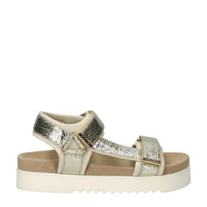 leren sandalen goud