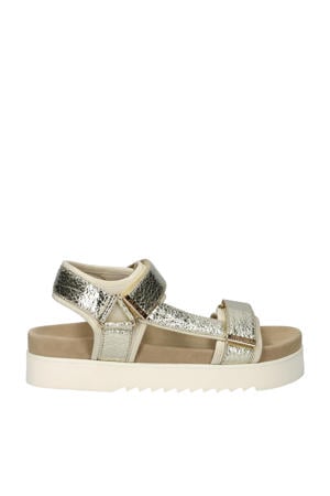 leren sandalen goud