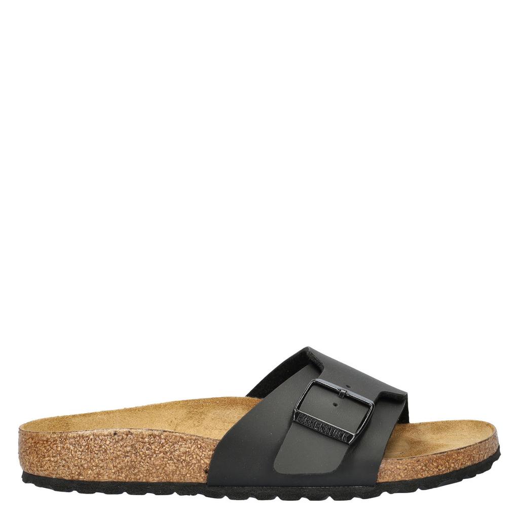 Zwarte dames Birkenstock Catalina slippers van imitatieleer met gesp