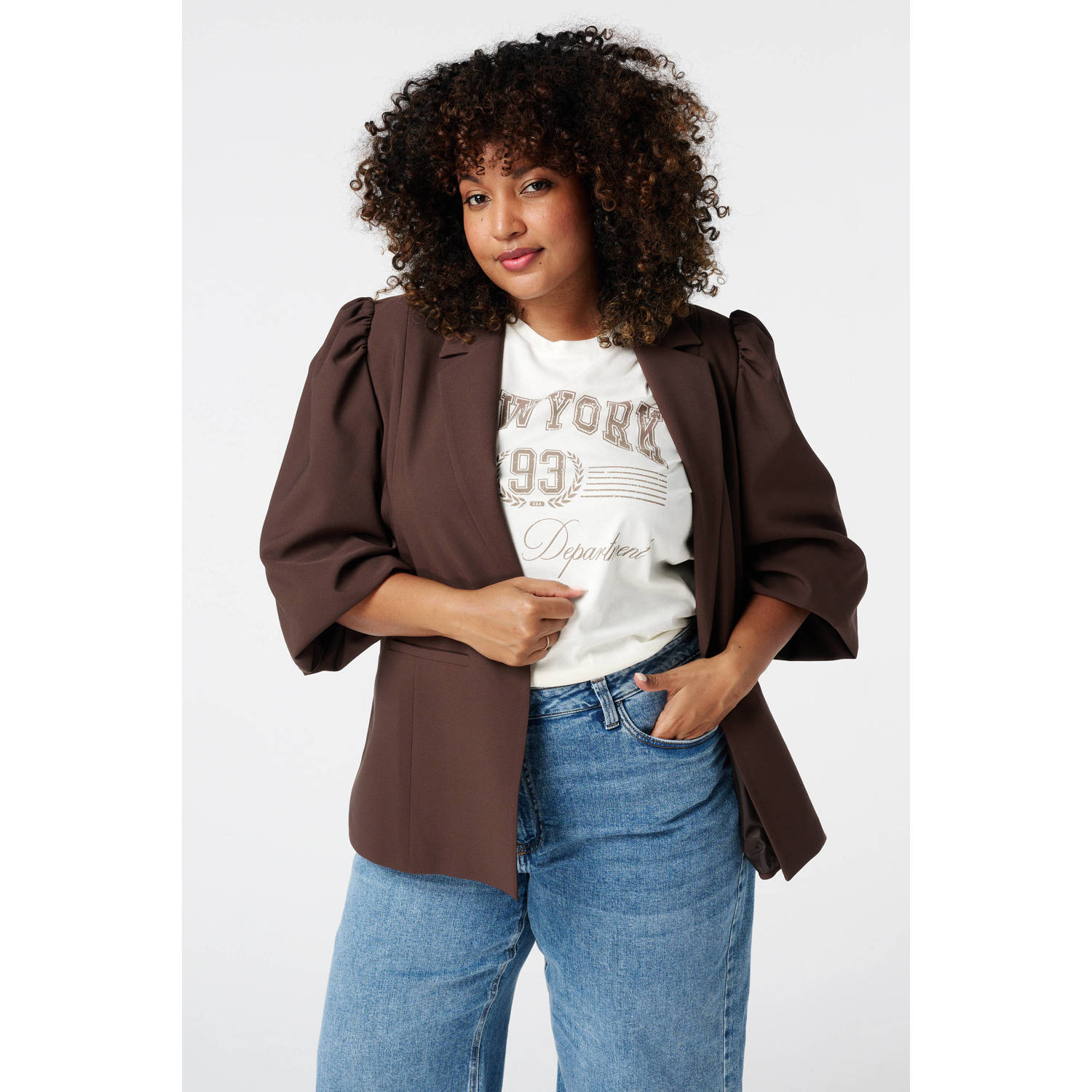 MS Mode regular blazer donkerbruin
