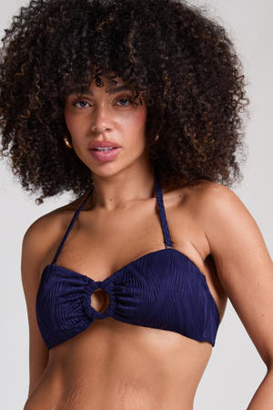 voorgevormde strapless bandeau bikinitop Cozumel donkerblauw