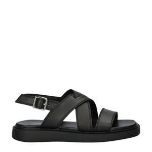 Connie leren sandalen zwart