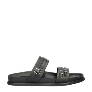   leren slippers zwart
