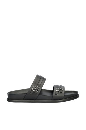   leren slippers zwart
