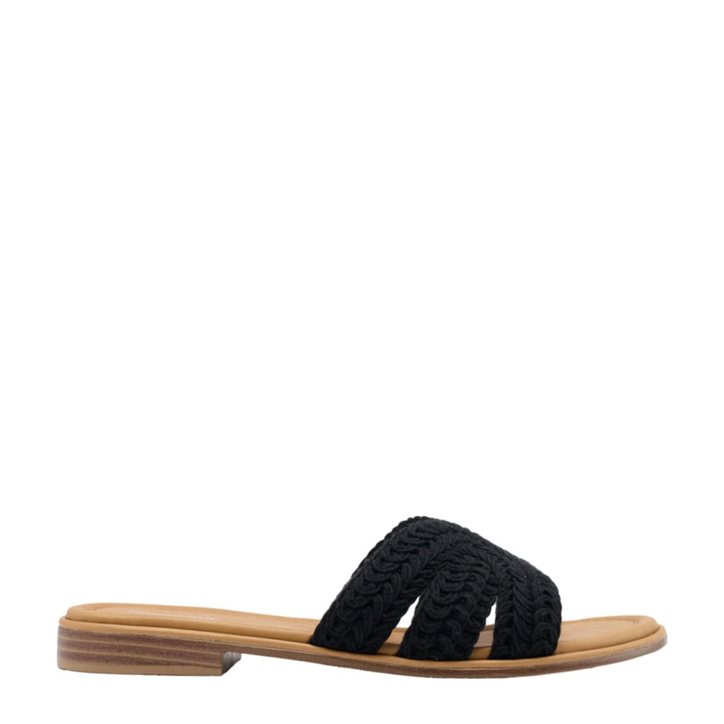 Zwarte dames Graceland slippers van textiel