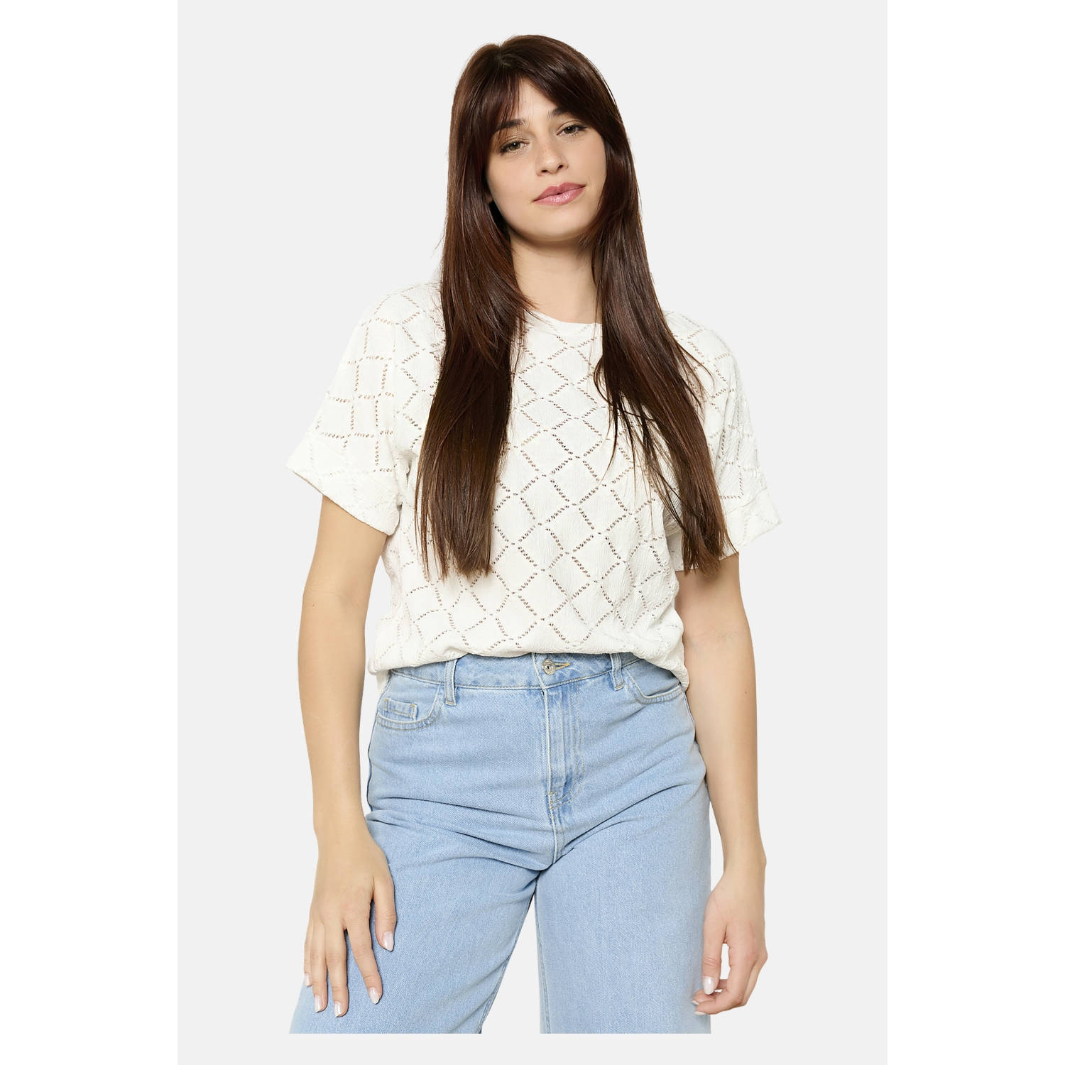LOLALIZA top ecru broderie