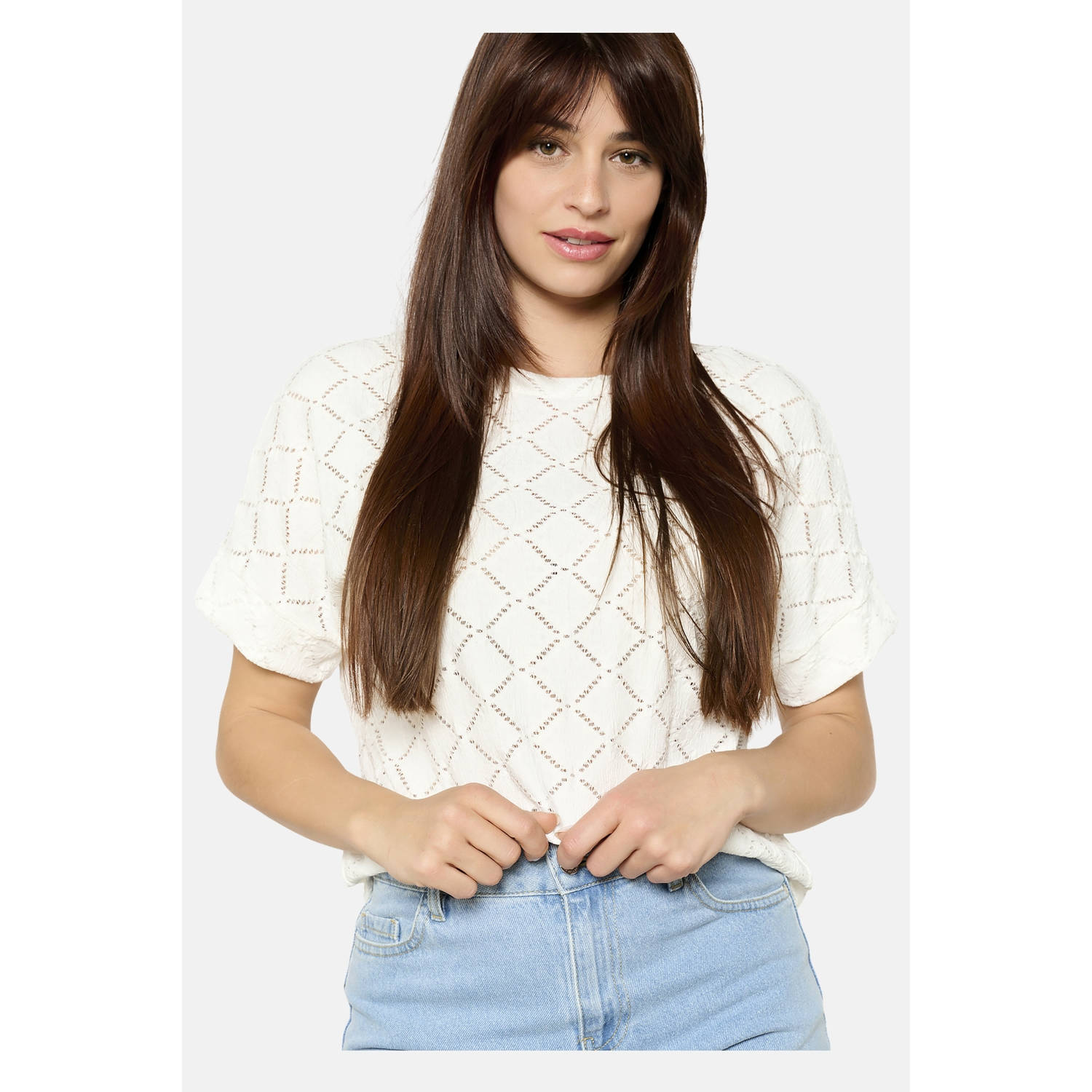 LOLALIZA top ecru broderie