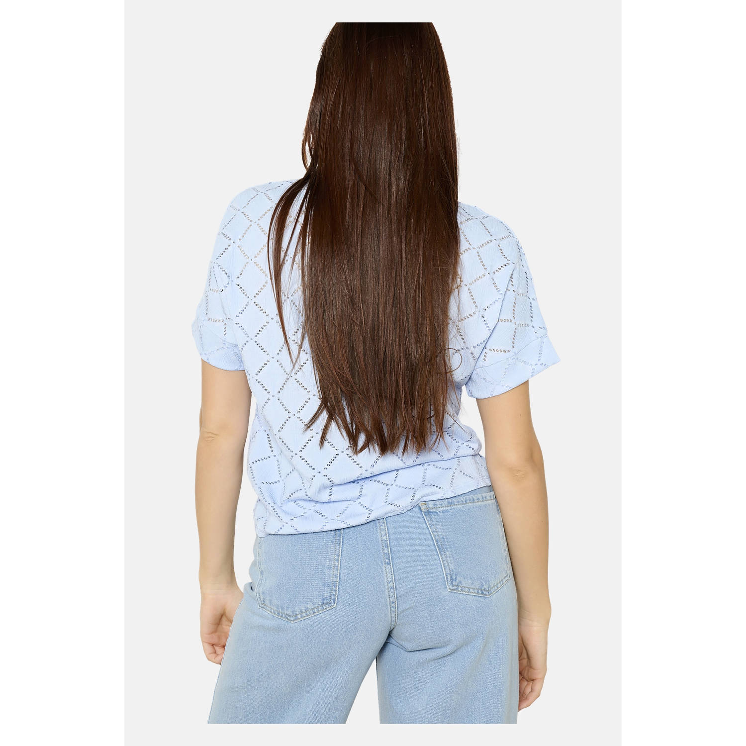 LOLALIZA top lichtblauw broderie