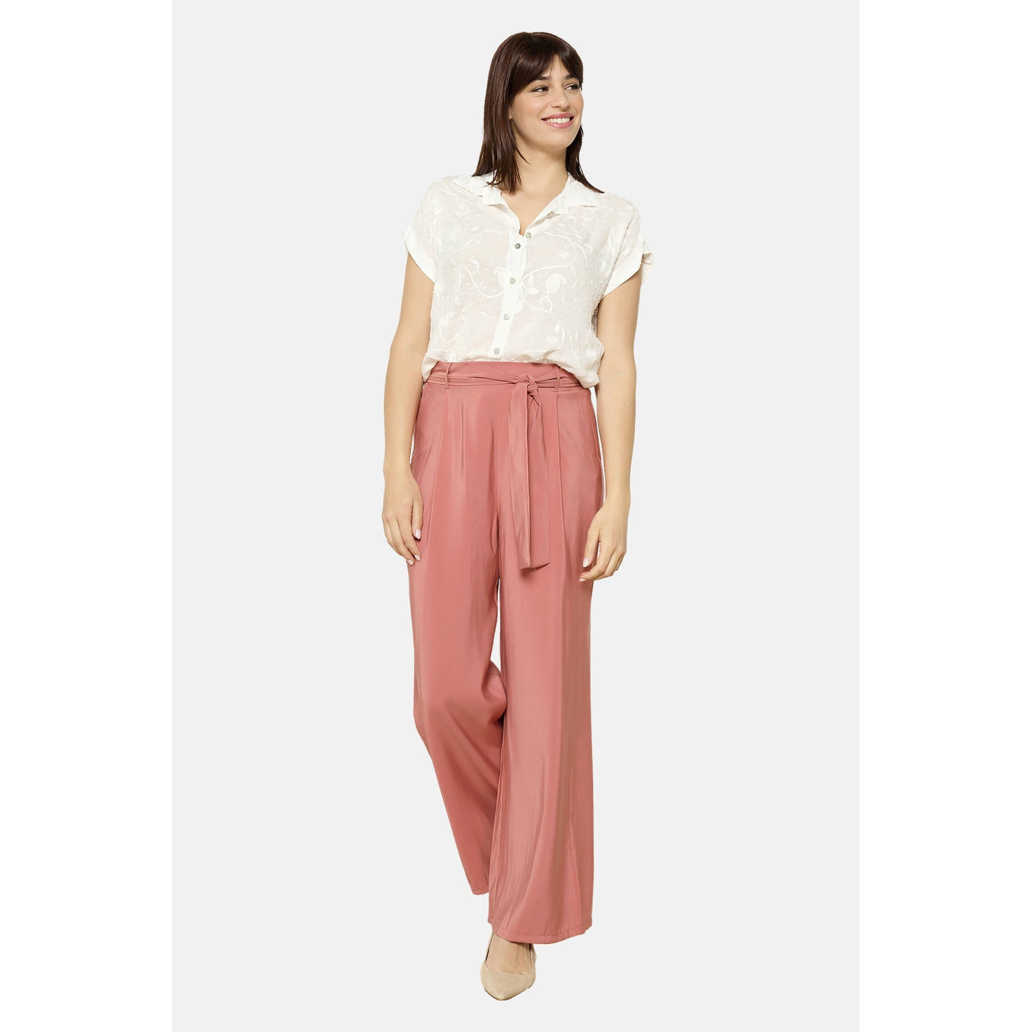 LOLALIZA straight regular waist broek lichtroze