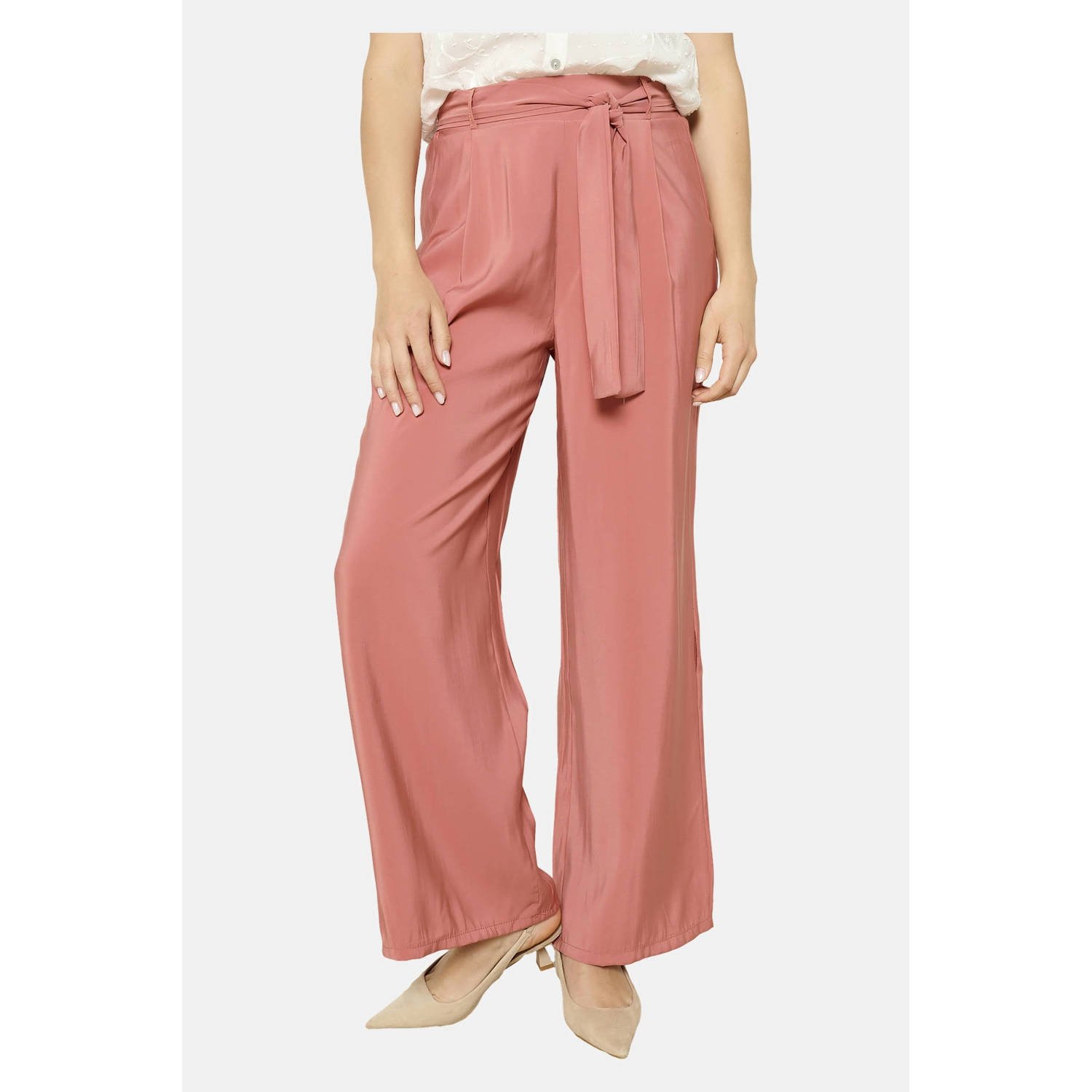 LOLALIZA straight regular waist broek lichtroze