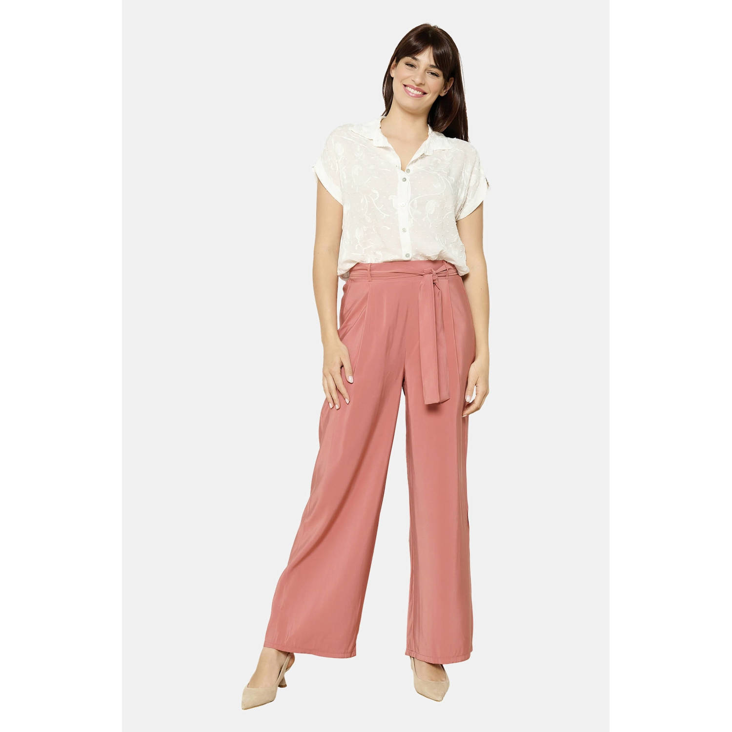 LOLALIZA straight regular waist broek lichtroze