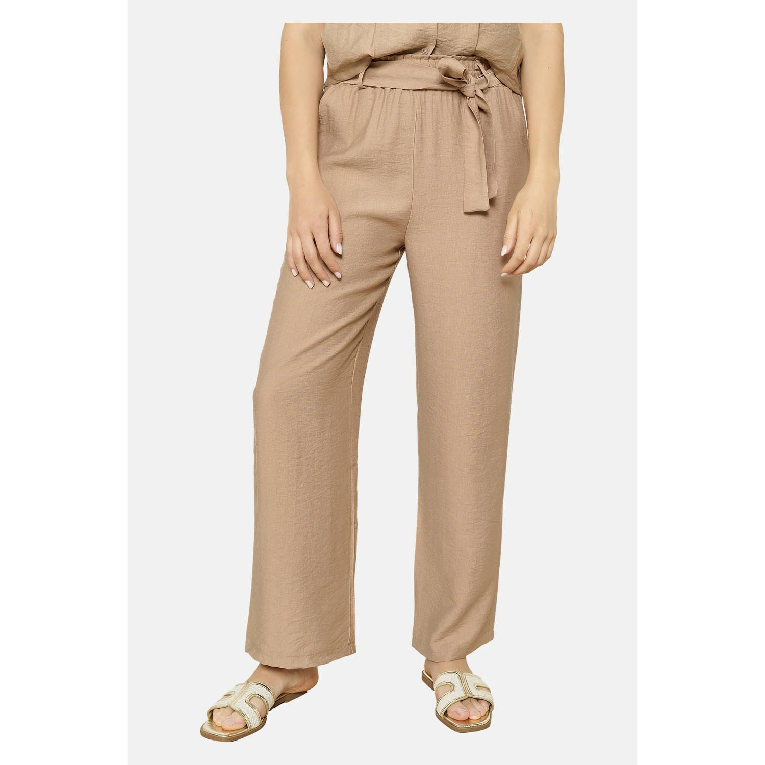 LOLALIZA straight regular waist broek camel