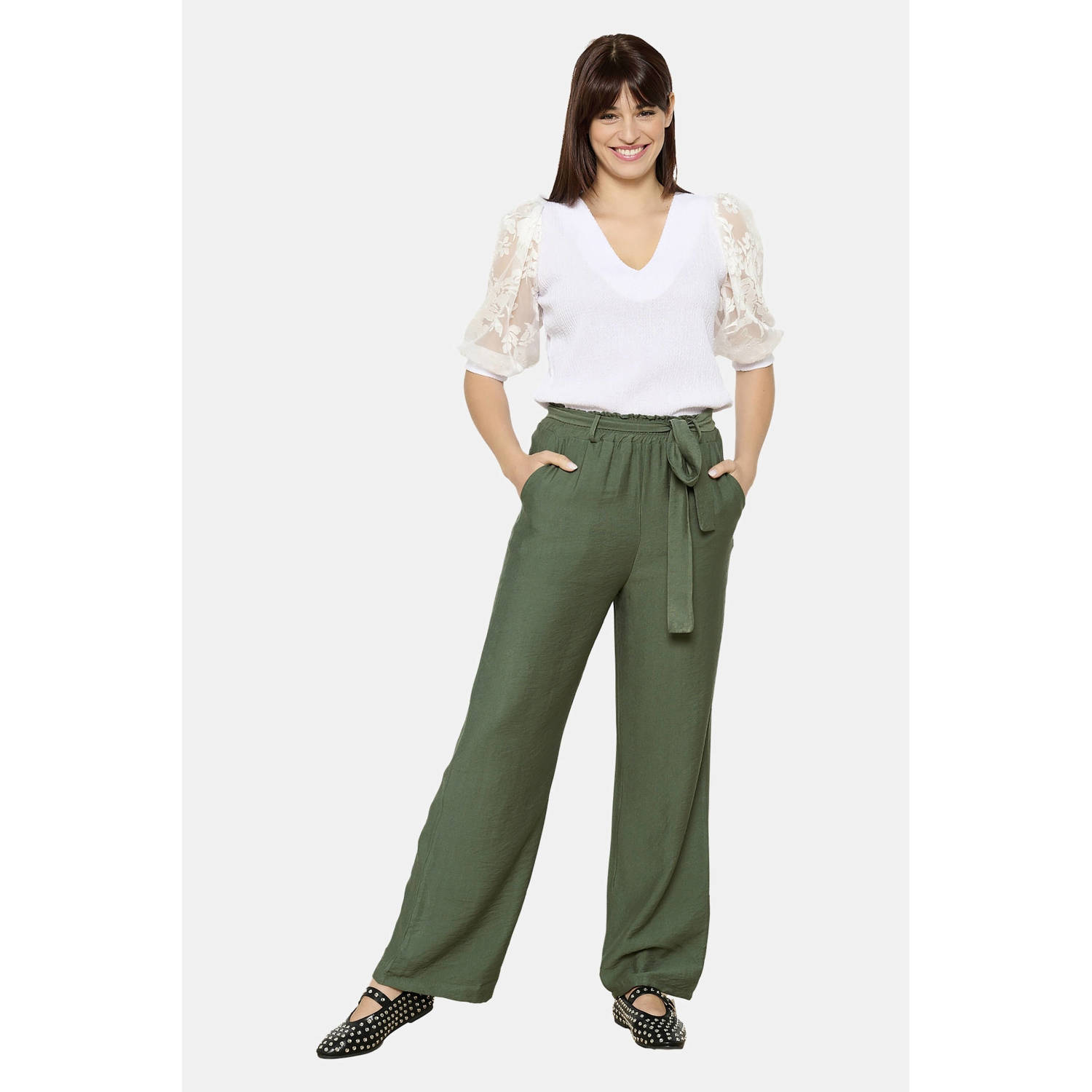 LOLALIZA straight regular waist broek kaki