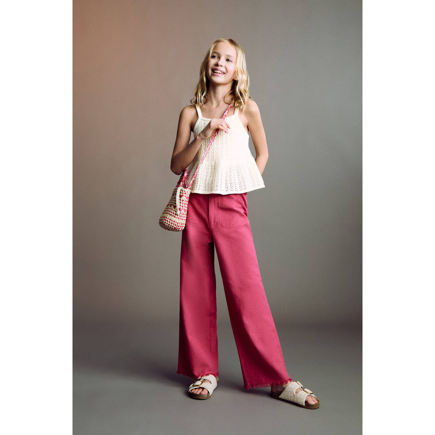 Mango Kids casual broek roze