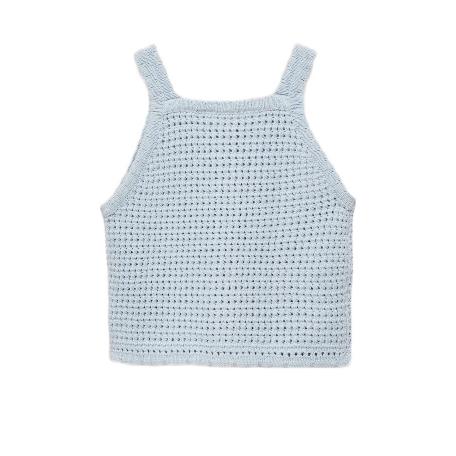 Mango Kids mouwloze top lichtblauw gebreid