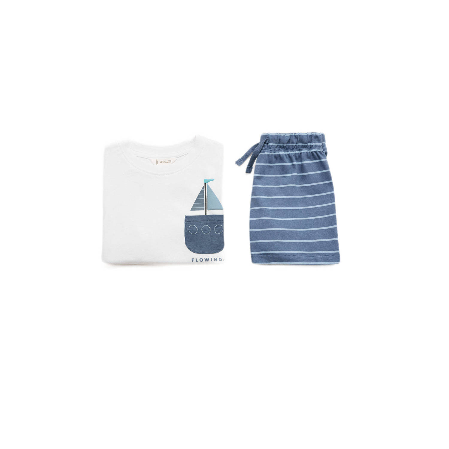 Mango Kids shortama marineblauw wit