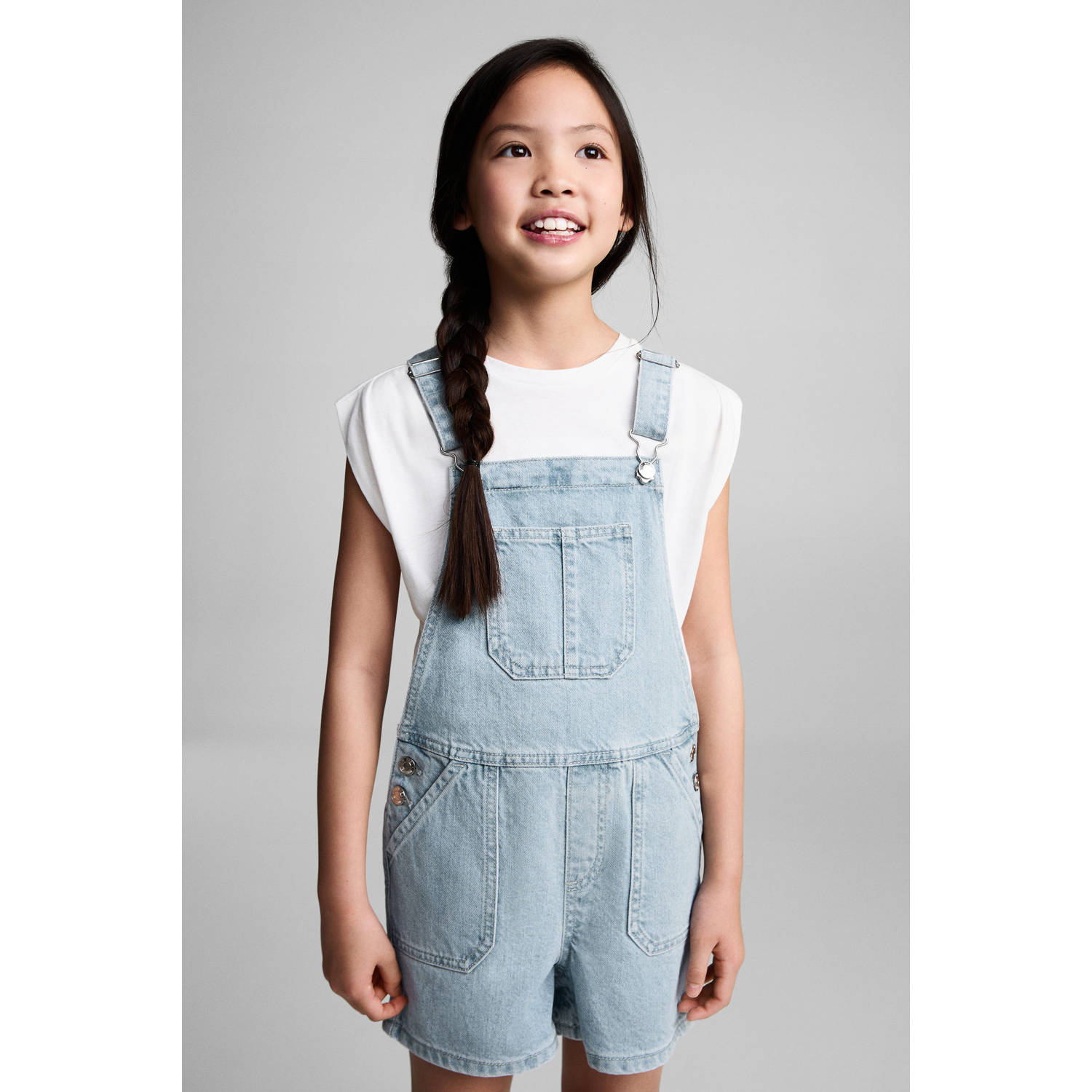 Mango Kids denim tuinbroek light blue denim
