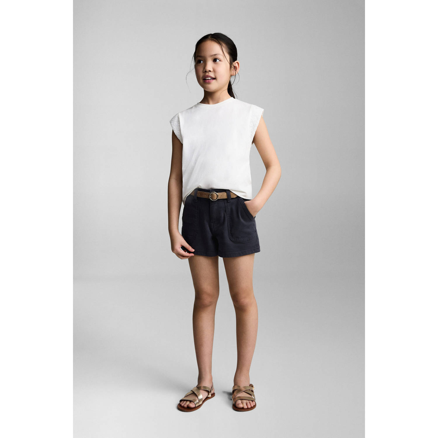 Mango Kids denim short donkerblauw