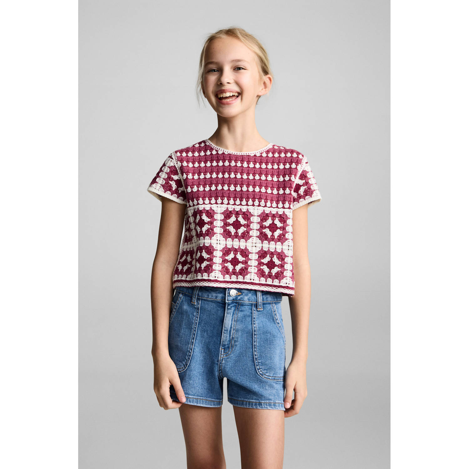 Mango Kids denim short medium blue denim