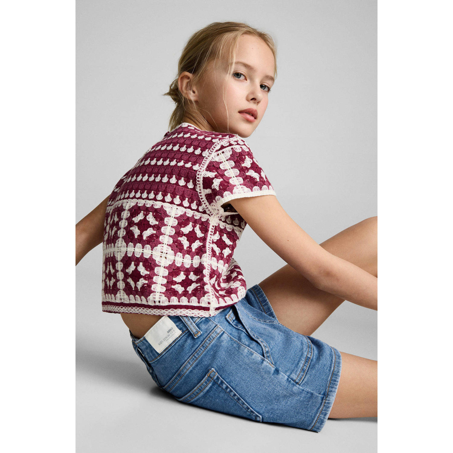 Mango Kids denim short medium blue denim