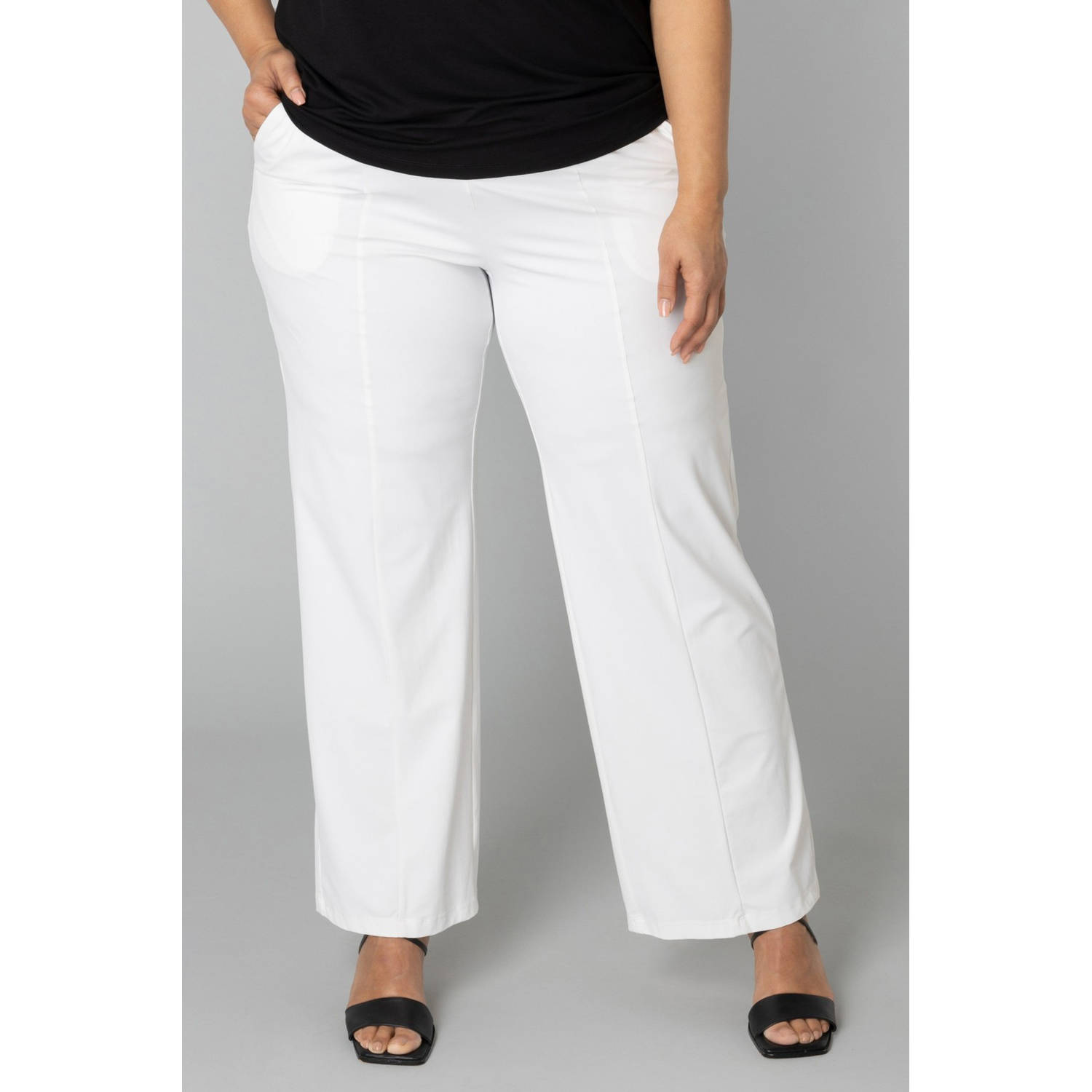 Colletta slim regular waist broek ecru