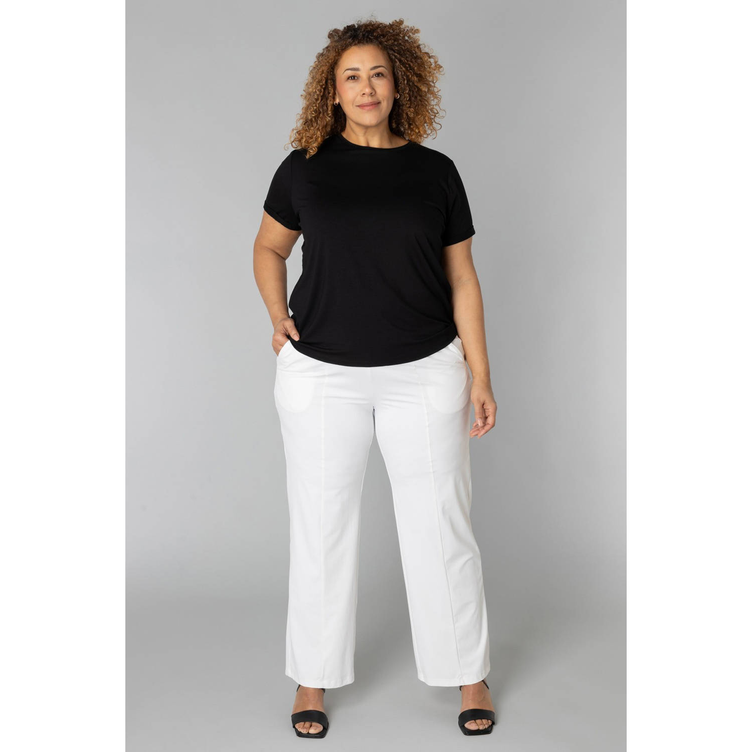 Colletta slim regular waist broek ecru