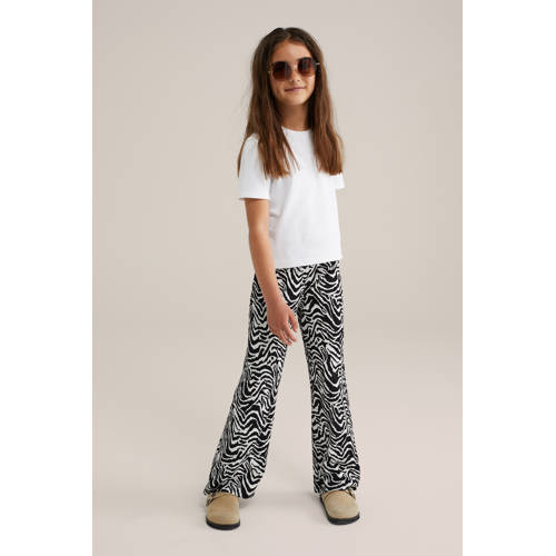 WE Fashion loose palazzo broek zwart/wit afbeelding