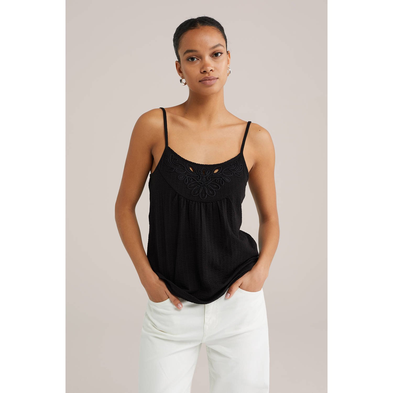 WE Fashion mouwloze top zwart
