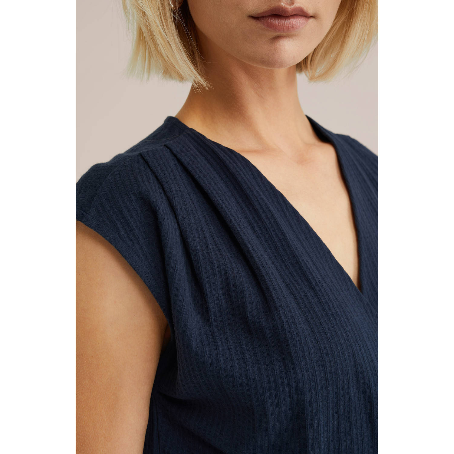 WE Fashion straight fit playsuit donkerblauw