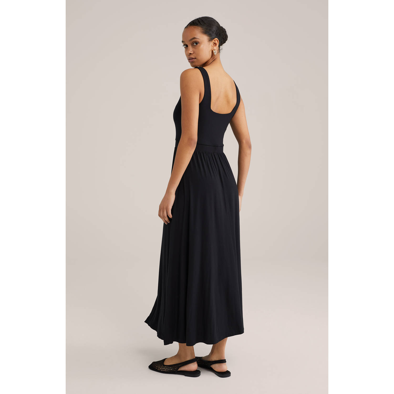 WE Fashion midi jurk zwart