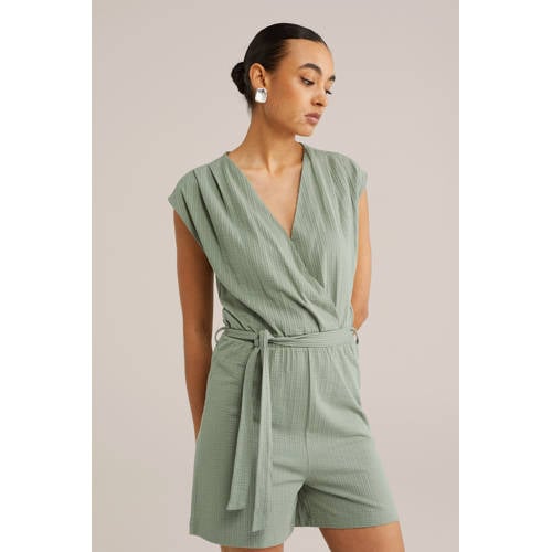 WE Fashion straight fit playsuit mintgroen afbeelding