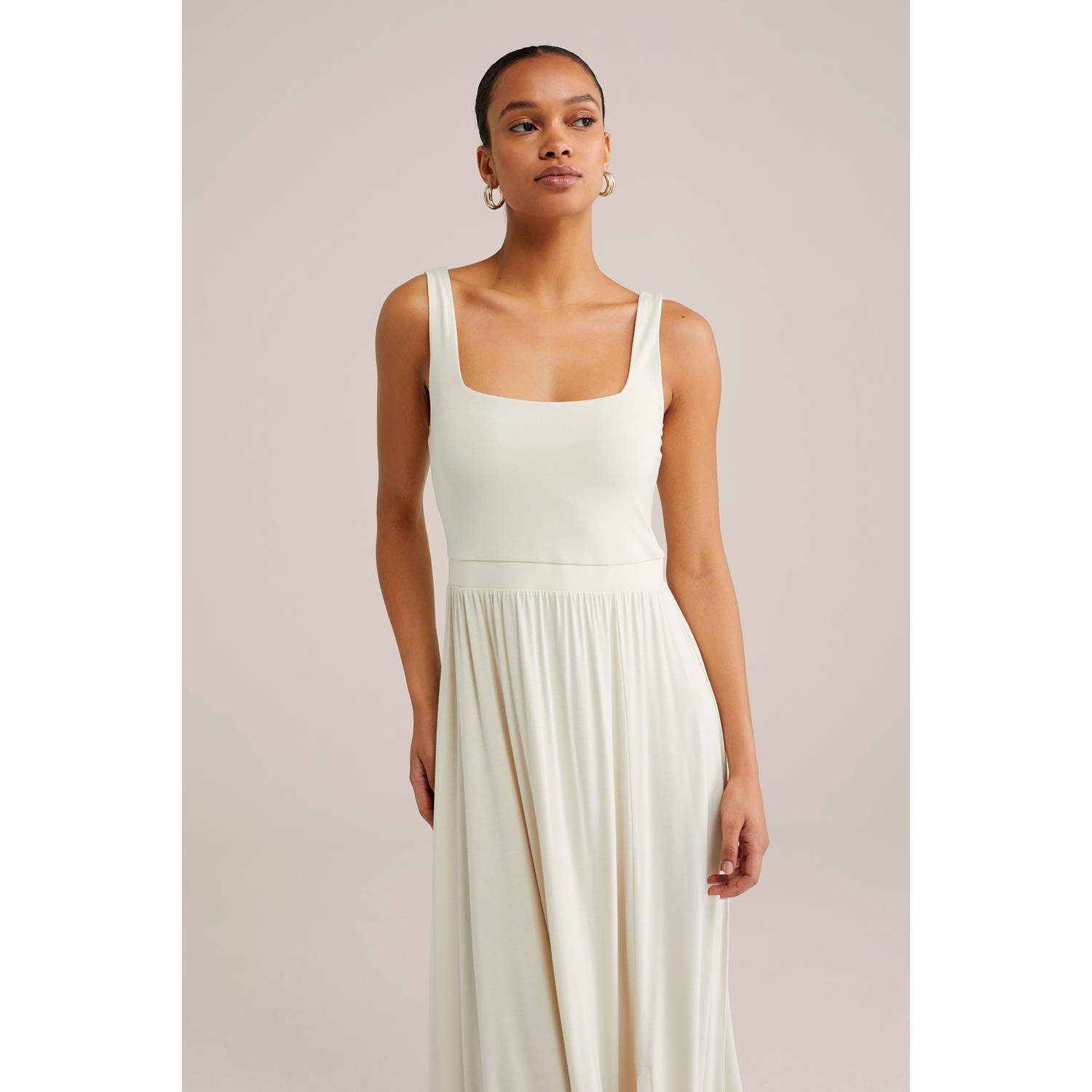 WE Fashion midi jurk ecru