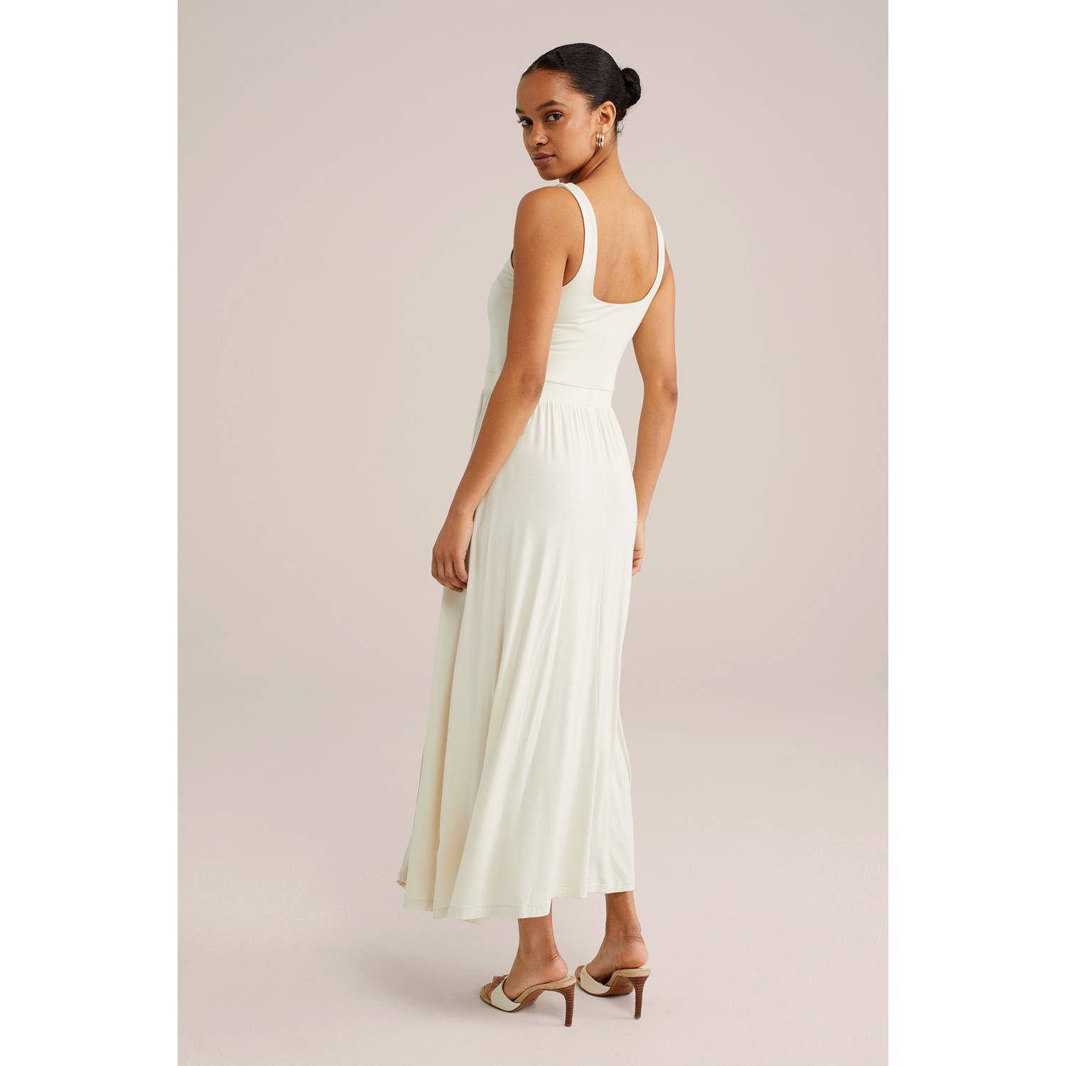 WE Fashion midi jurk ecru