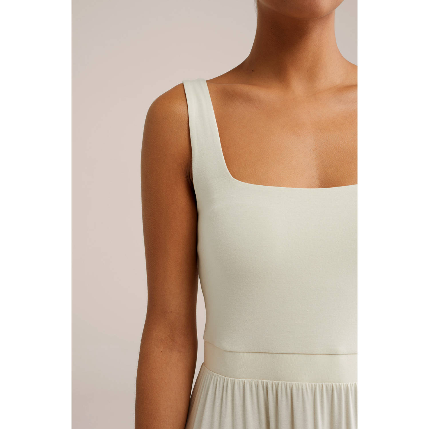 WE Fashion midi jurk ecru