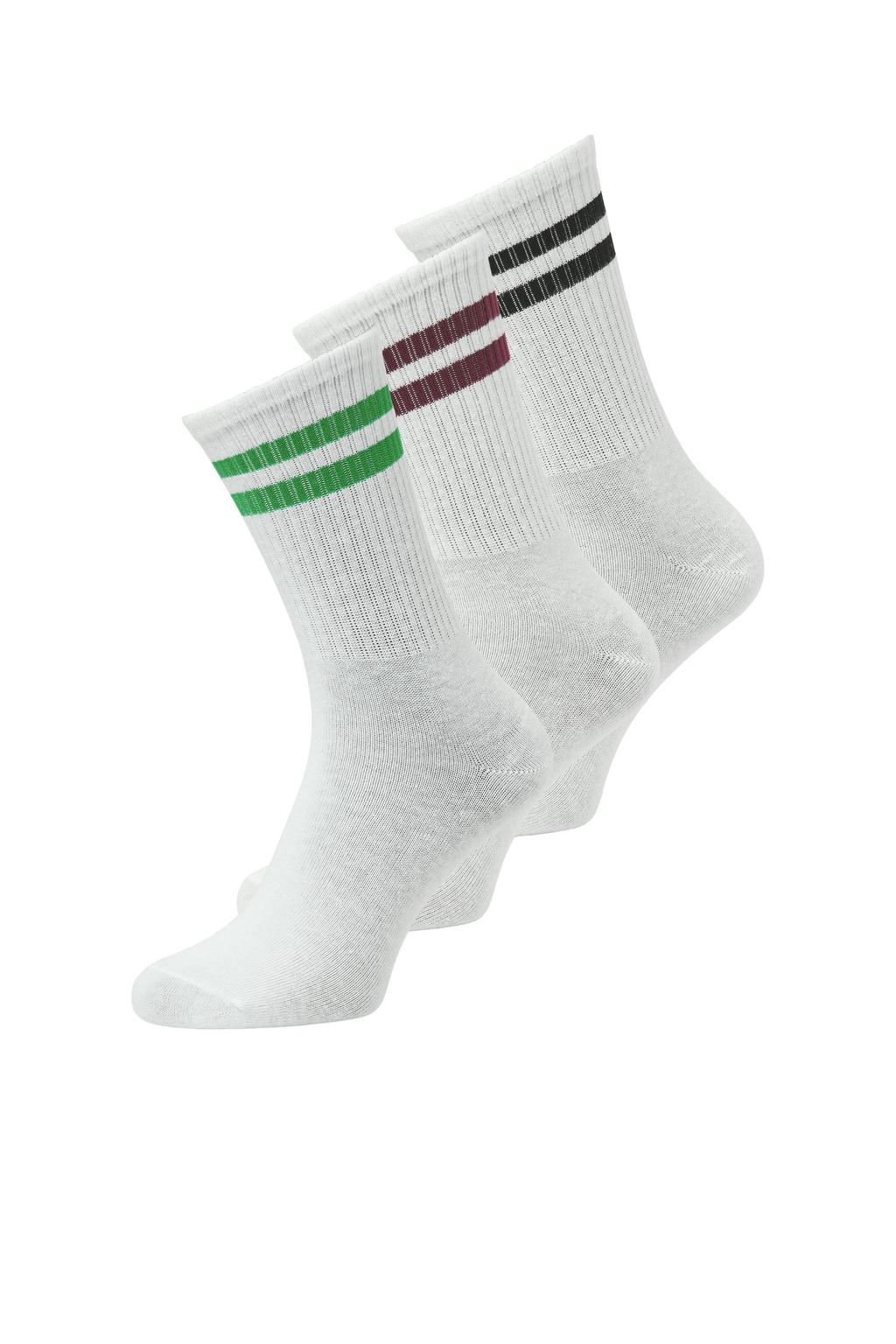 JJXX sokken JXBASIC - wit/groen (set van 3)
