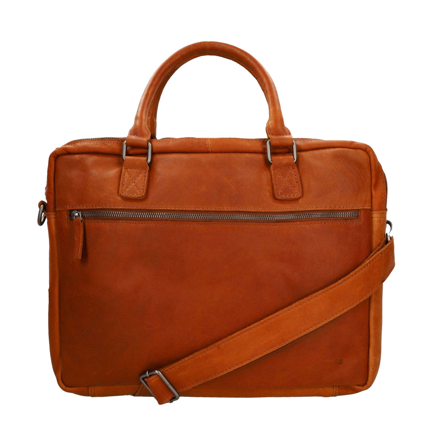 Manfield 16 leren laptoptas cognac